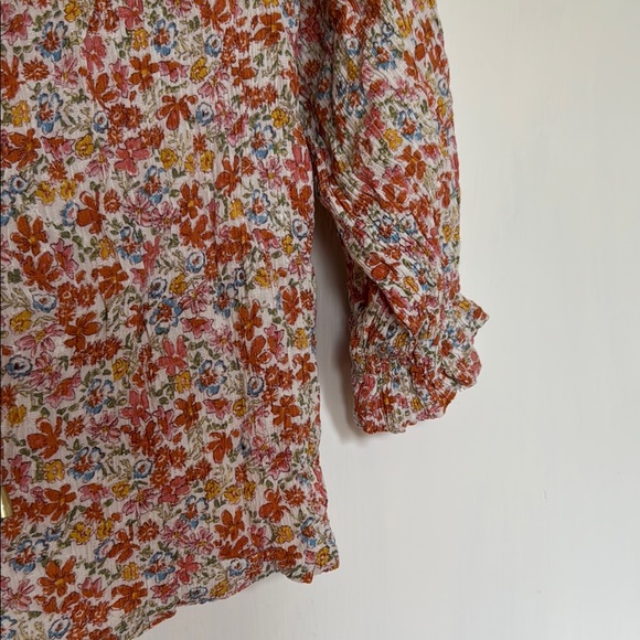 Brown and Orange Ruffled Blouse with Cuffed Sleeves - Picture 6 of 6